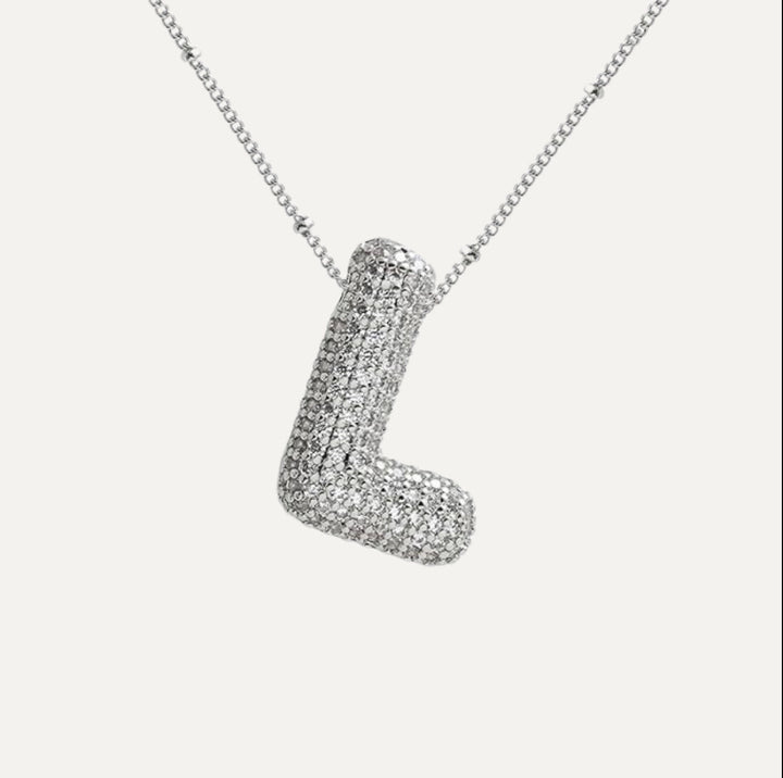 Saskia | Diamond Bubble Letter Necklace