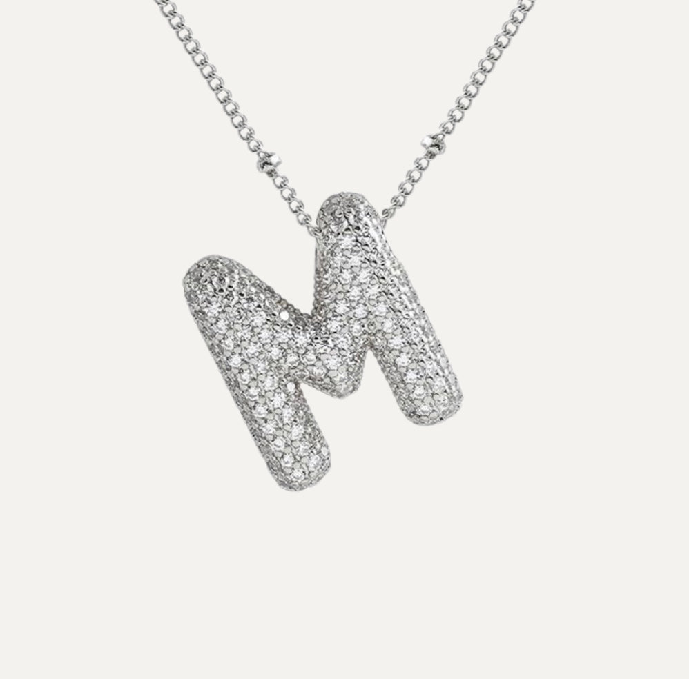 Saskia | Diamond Bubble Letter Necklace
