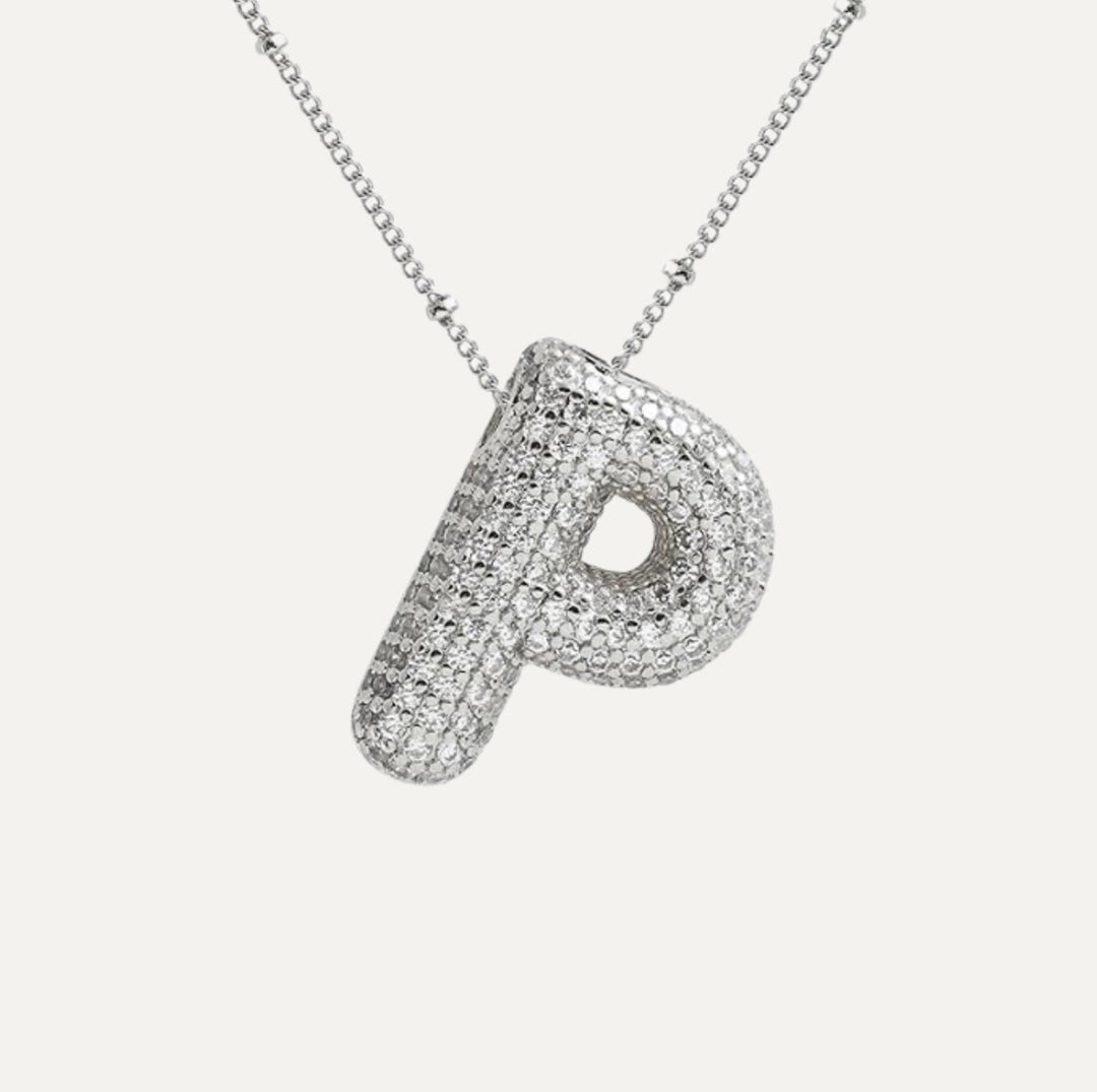 Saskia | Diamond Bubble Letter Necklace
