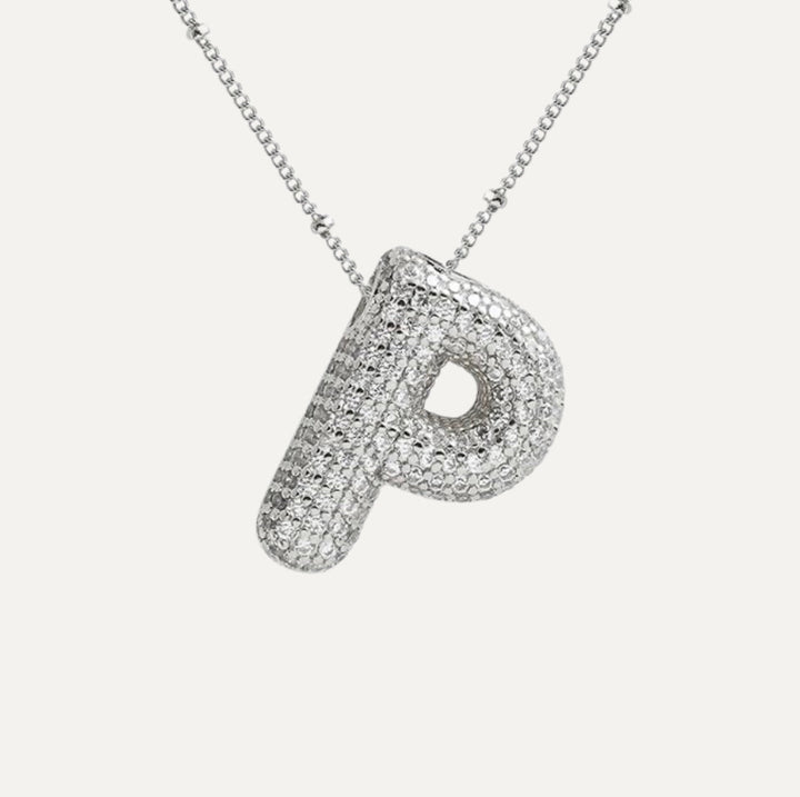 Saskia | Diamond Bubble Letter Necklace