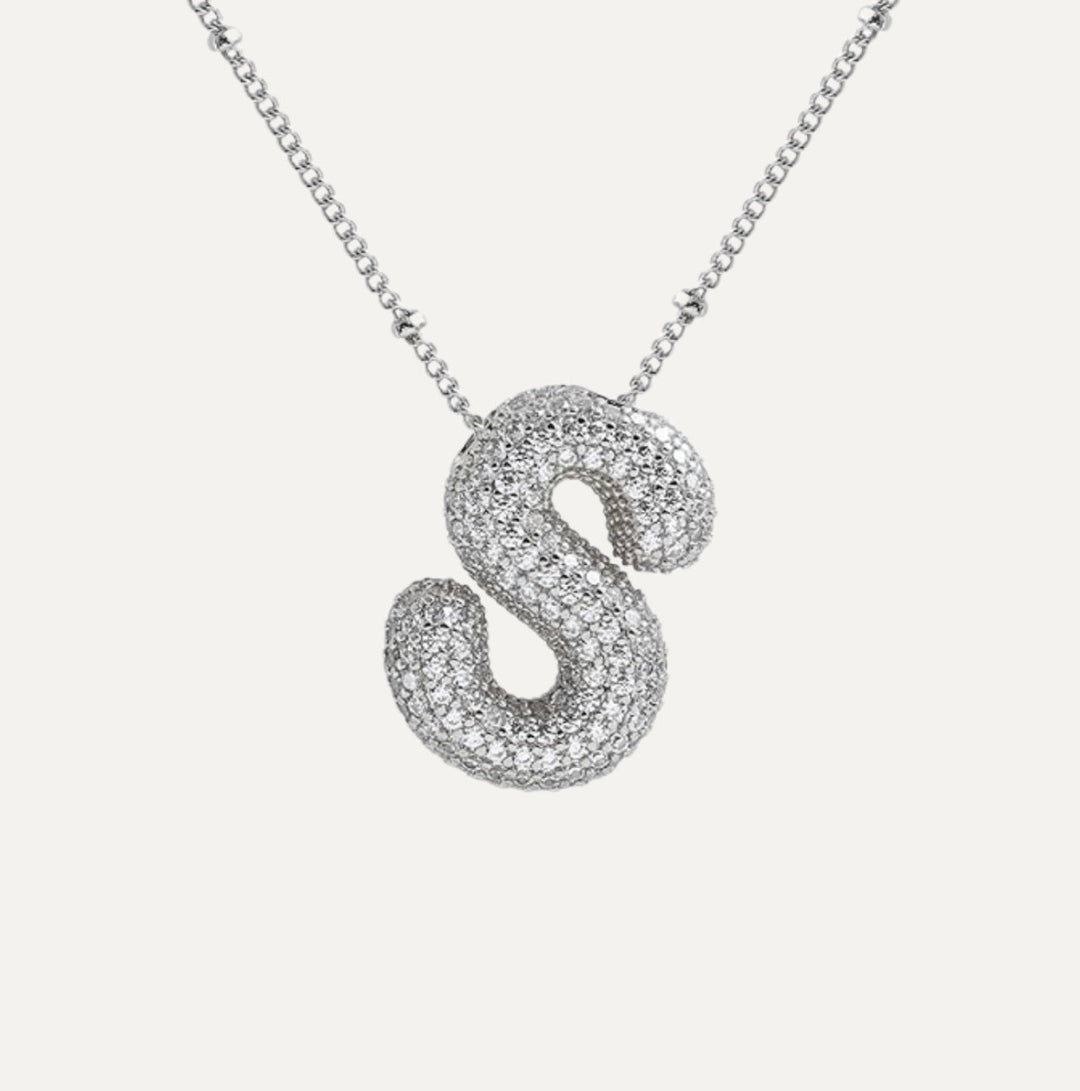 Saskia | Diamond Bubble Letter Necklace