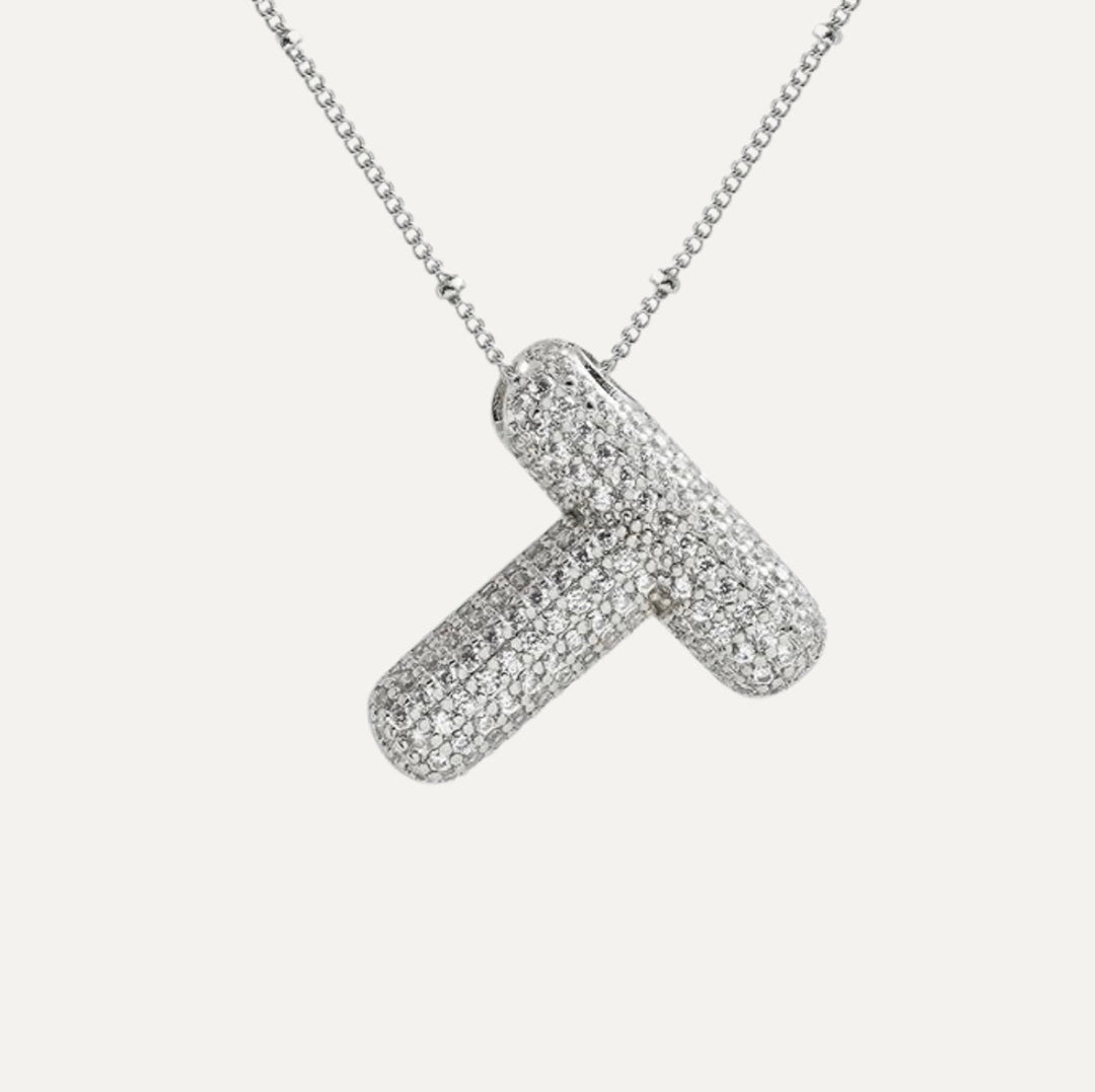 Saskia | Diamond Bubble Letter Necklace