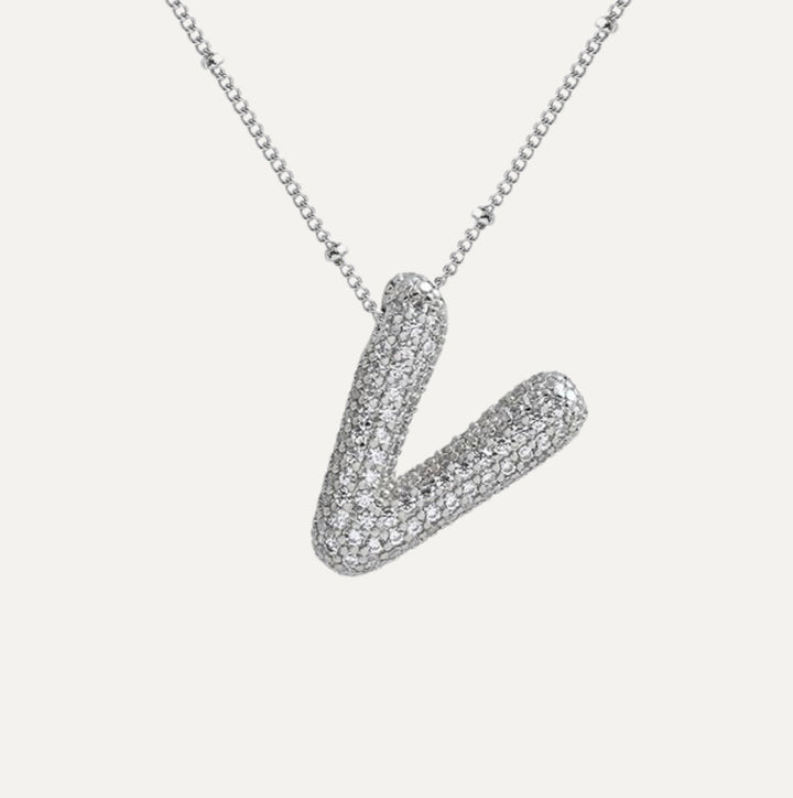 Saskia | Diamond Bubble Letter Necklace