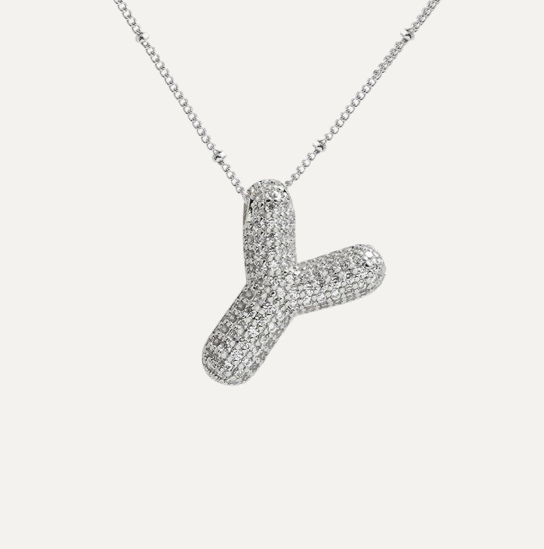 Saskia | Diamond Bubble Letter Necklace