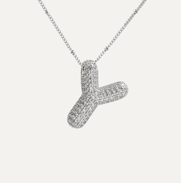 Saskia | Diamond Bubble Letter Necklace