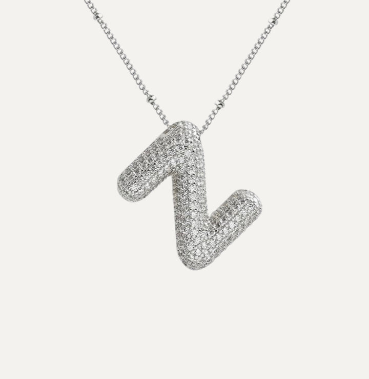Saskia | Diamond Bubble Letter Necklace
