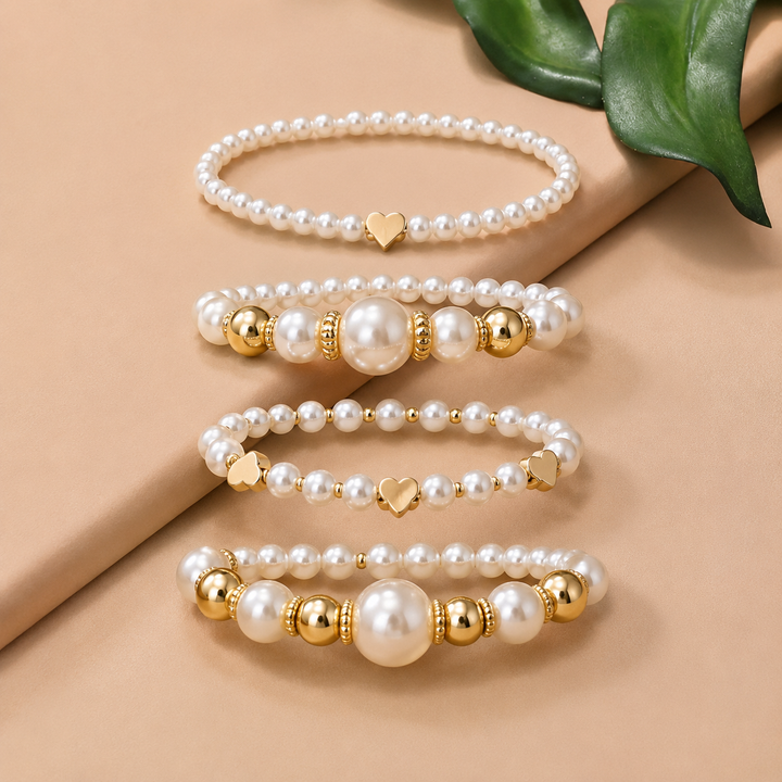 Gisela | Pearl Beaded Elastic Bracelet Set