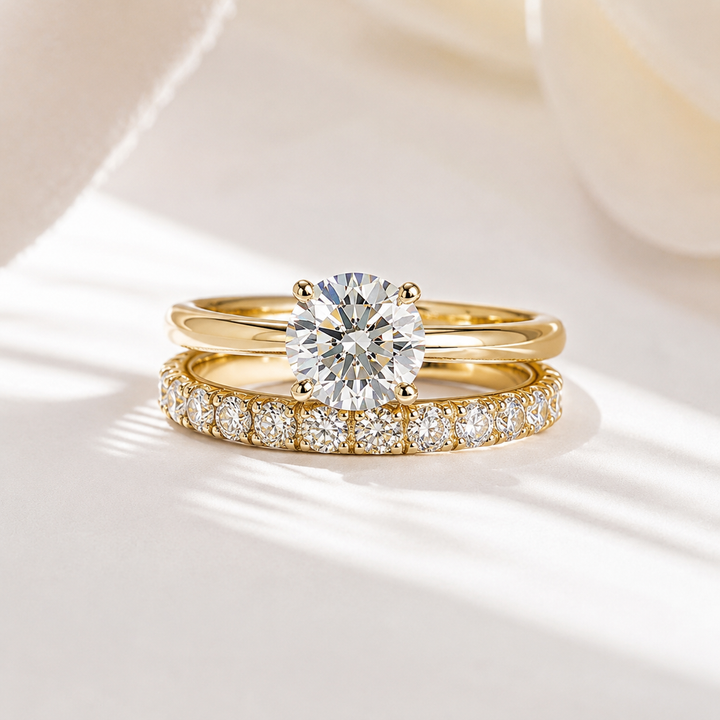Godiva | Gold Round-Cut Solitaire with Eternity Ring