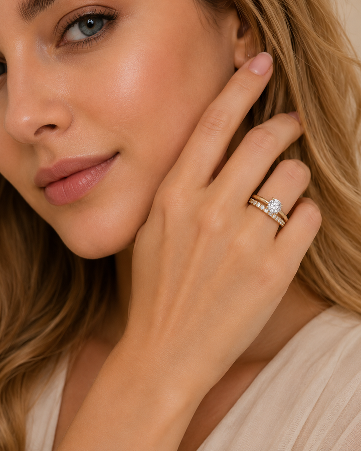 Godiva | Gold Round-Cut Solitaire with Eternity Ring