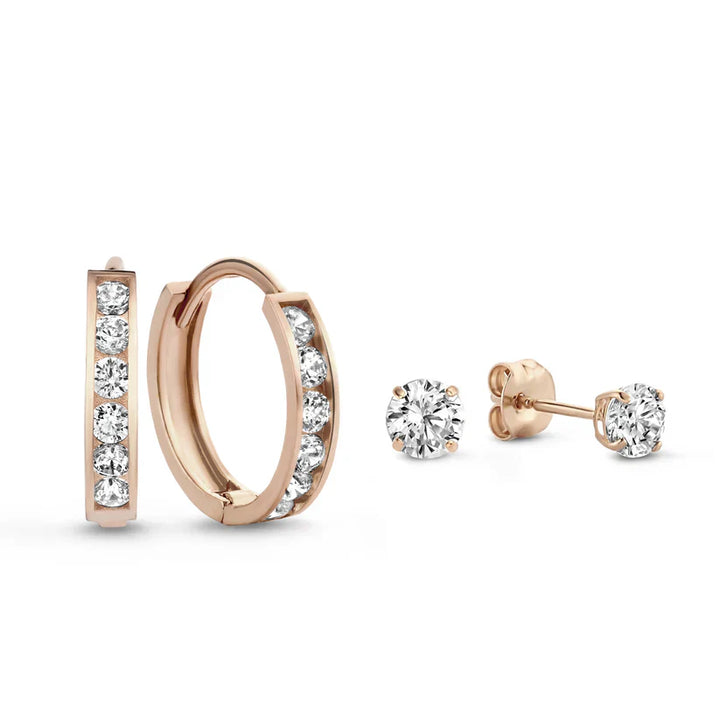 Rivella | Sparkling Hoop and Stud Duo Earrings