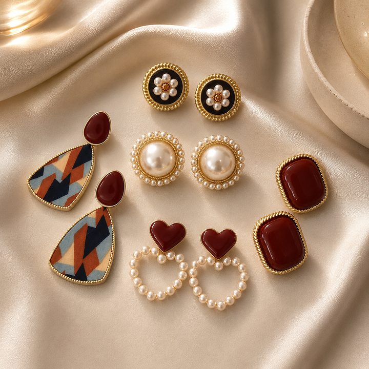 Leonora | Pearl Stud Earrings Set