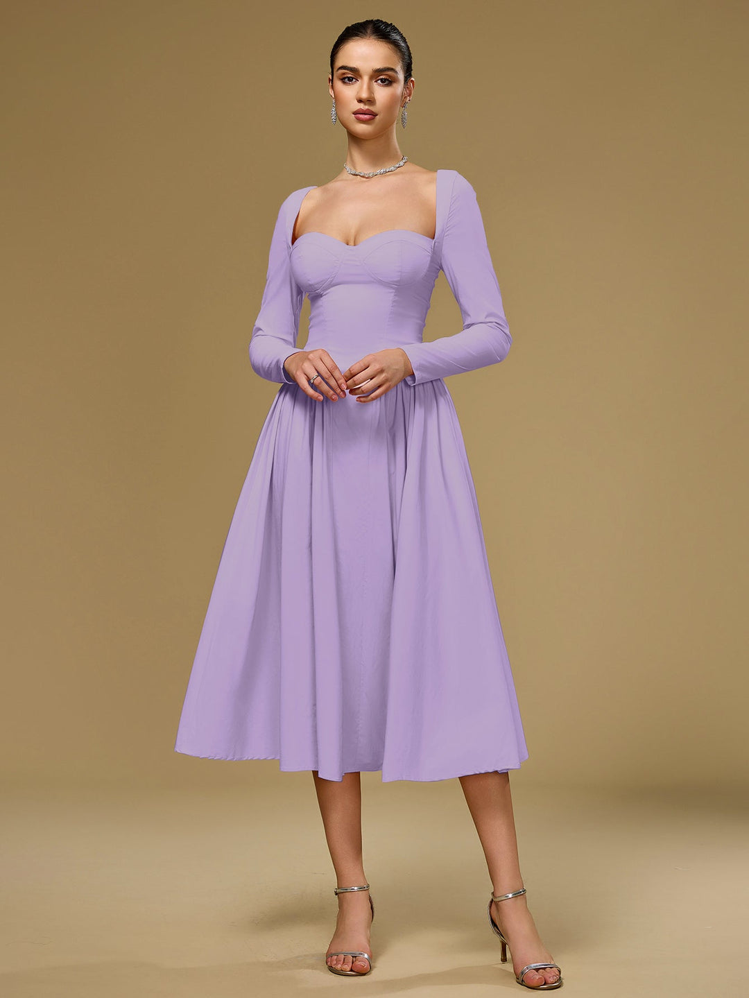 Aria | Long Sleeve Tie Back A-Line Dress