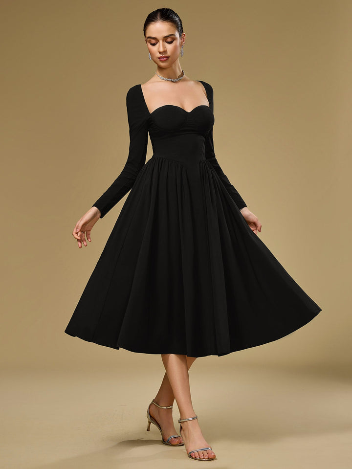 Aria | Long Sleeve Tie Back A-Line Dress