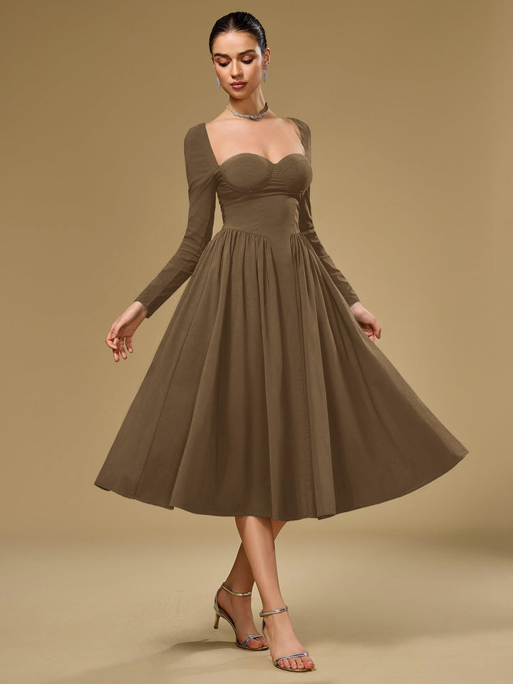 Aria | Long Sleeve Tie Back A-Line Dress