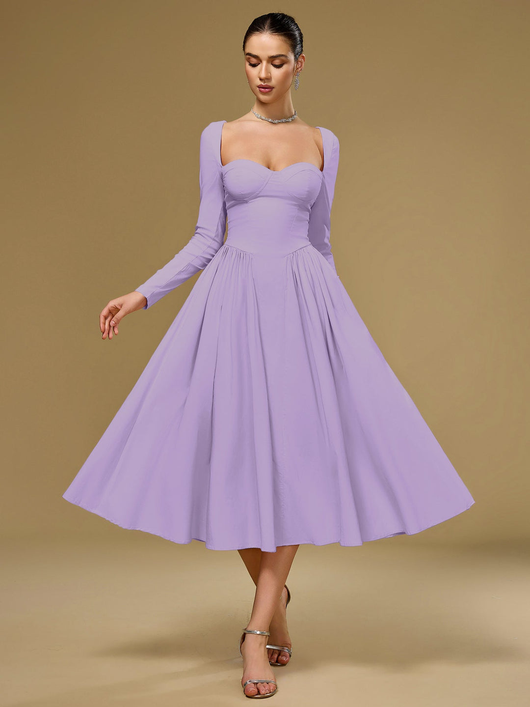 Aria | Long Sleeve Tie Back A-Line Dress