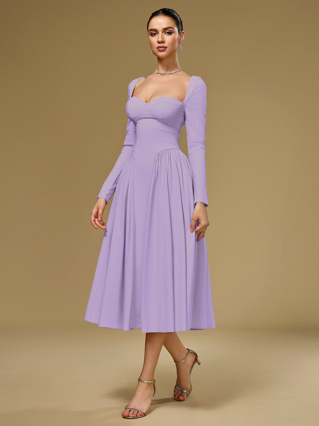 Aria | Long Sleeve Tie Back A-Line Dress