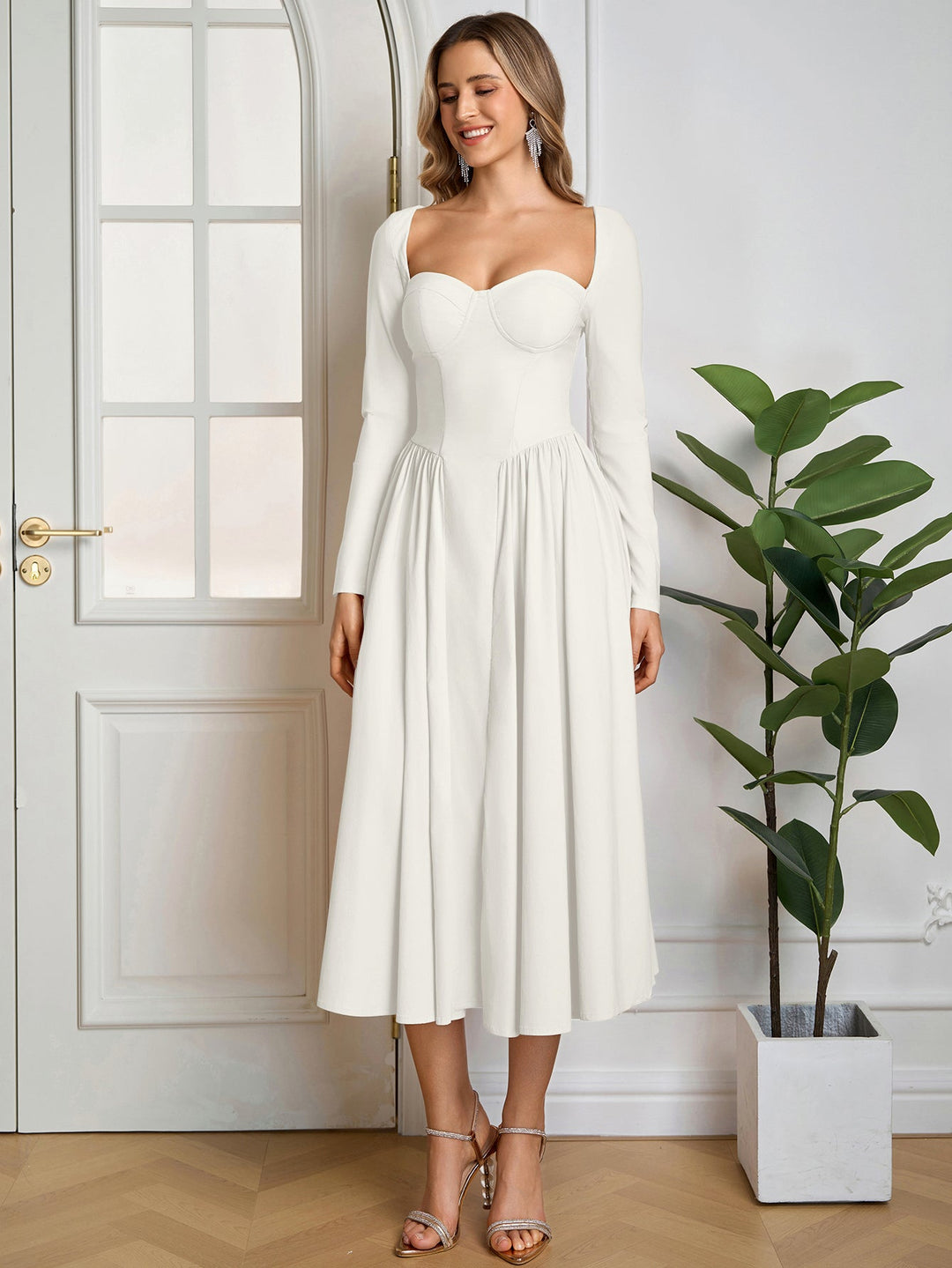 Aria | Long Sleeve Tie Back A-Line Dress