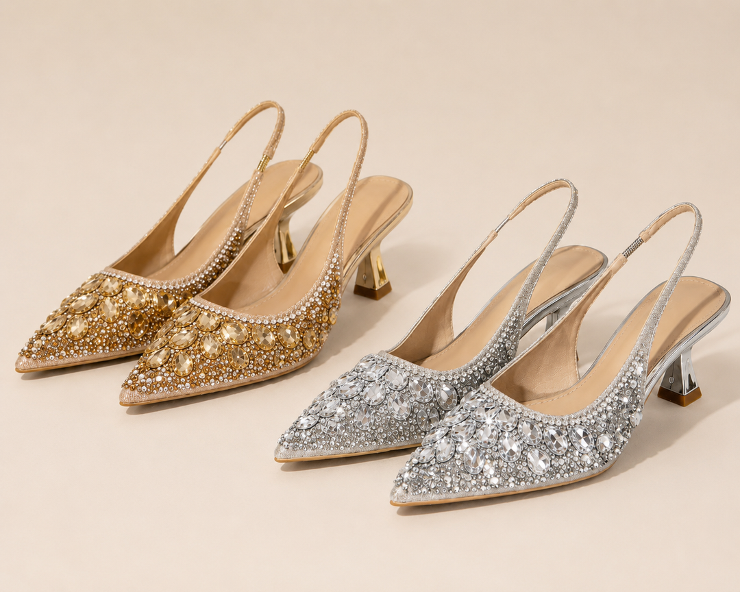 Lucinda | Crystal Slingback Heels