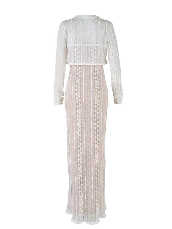 Melora | Lace Maxi Dress &amp; Cardigan Set