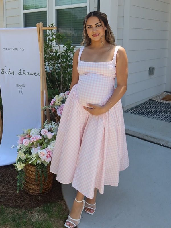 Chloe | Plaid Tank A-Line Maternity Maxi Dress