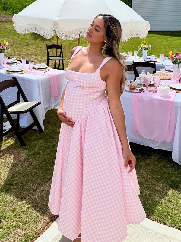 Chloe | Plaid Tank A-Line Maternity Maxi Dress