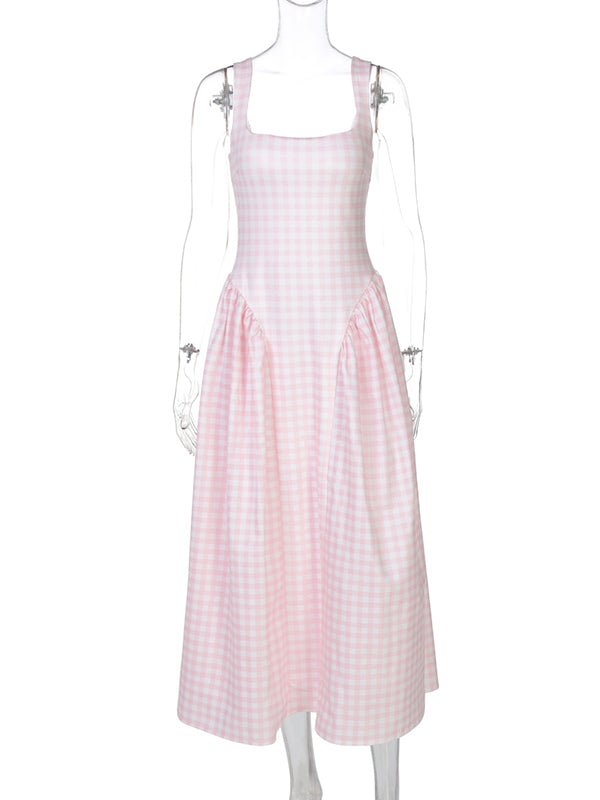 Chloe | Plaid Tank A-Line Maternity Maxi Dress