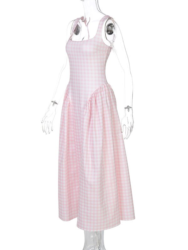 Chloe | Plaid Tank A-Line Maternity Maxi Dress
