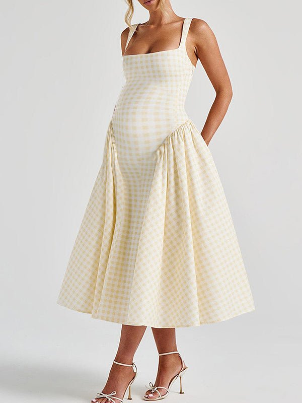 Chloe | Plaid Tank A-Line Maternity Maxi Dress