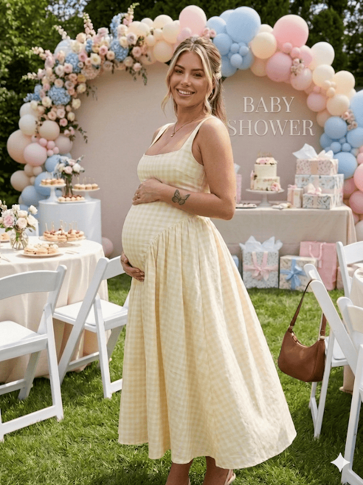 Chloe | Plaid Tank A-Line Maternity Maxi Dress
