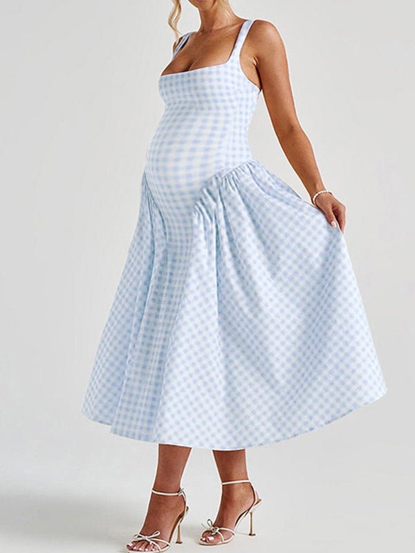 Chloe | Plaid Tank A-Line Maternity Maxi Dress