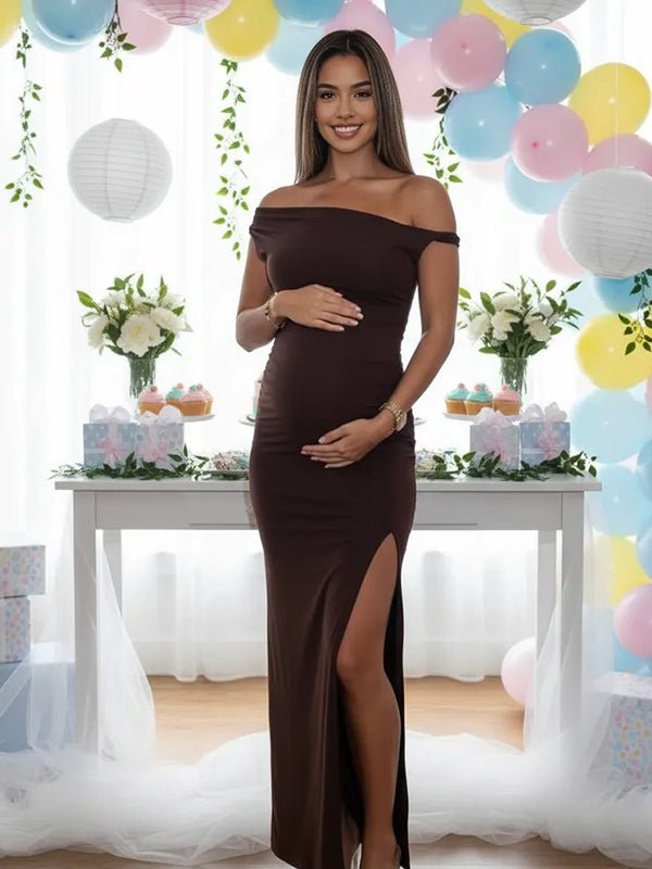 Keeva | One-Shoulder Ruched Maternity Maxi Dress