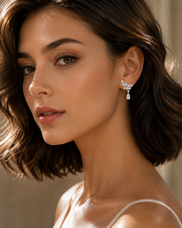 Madrigal | Cubic Zirconia Cluster Teardrop Earrings