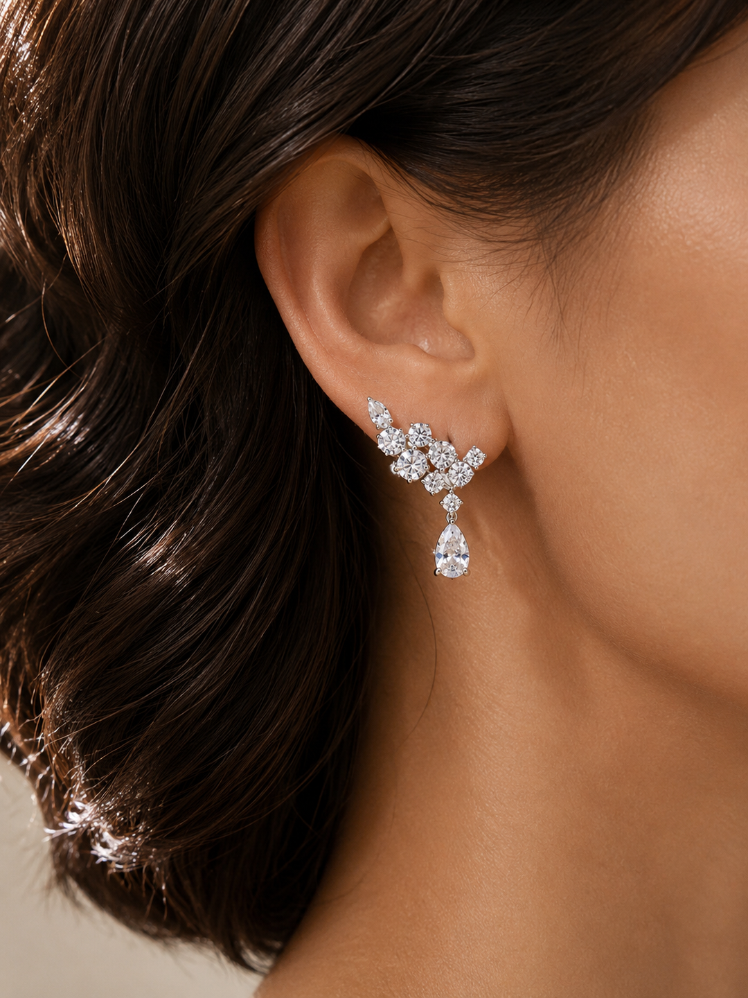 Madrigal | Cubic Zirconia Cluster Teardrop Earrings