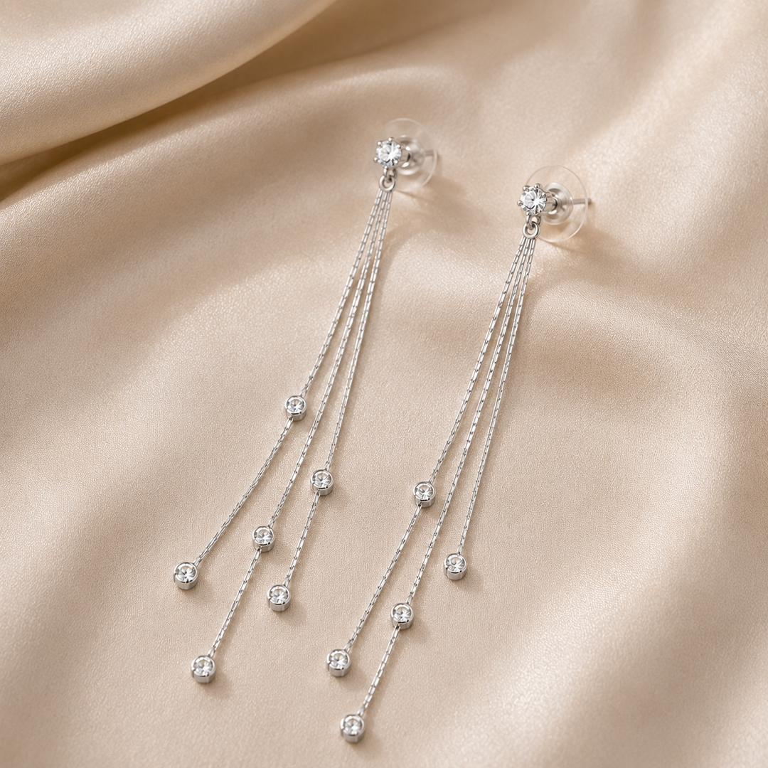 Mirabelle | Rhinestone Split Tassel Earrings