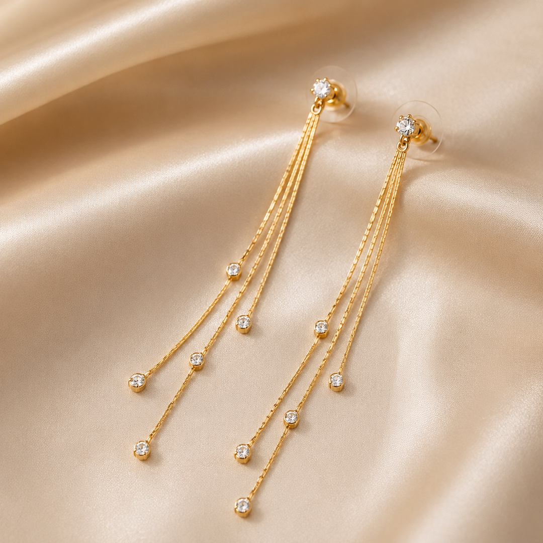 Mirabelle | Rhinestone Split Tassel Earrings