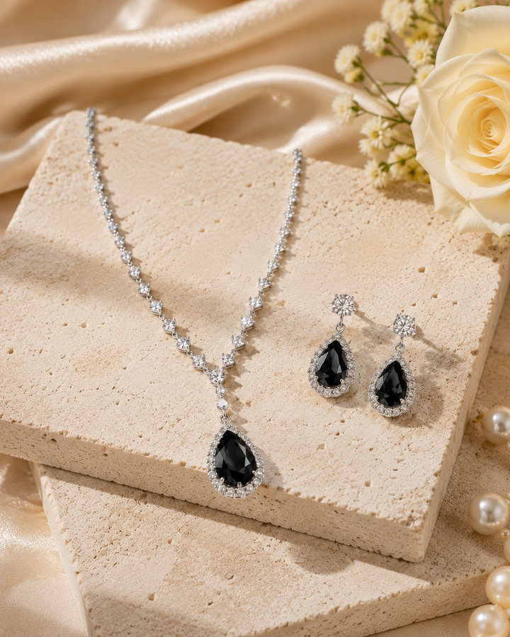 Nicolette | Teardrop Rhinestone Jewelry Set
