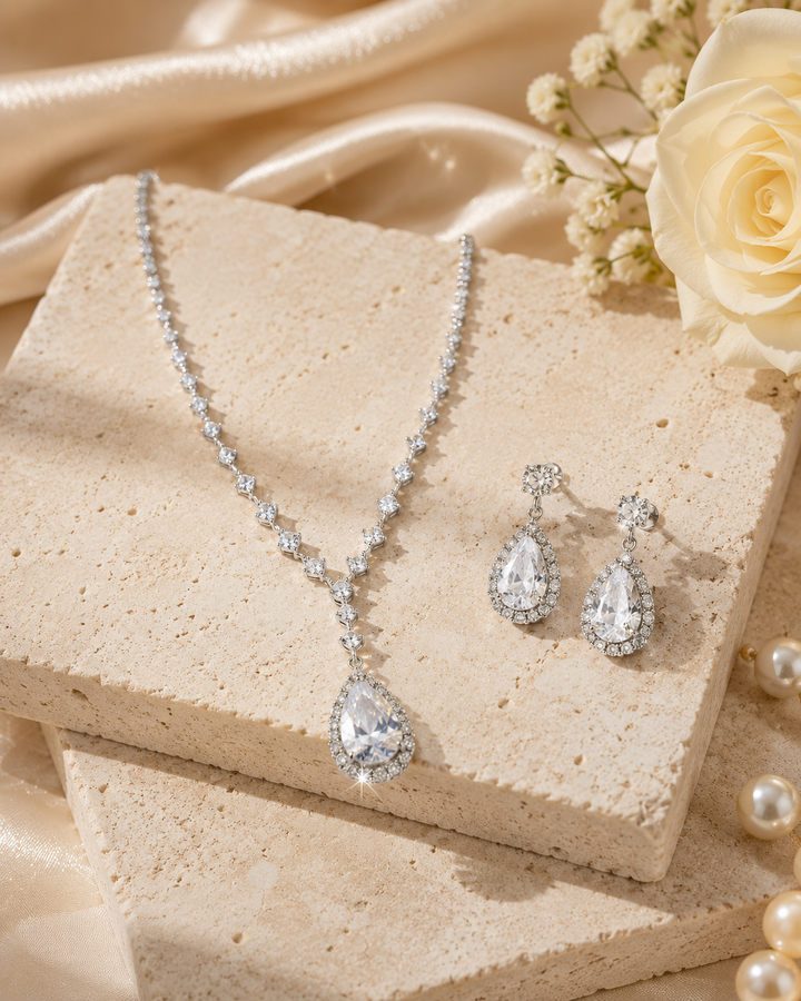 Nicolette | Teardrop Rhinestone Jewelry Set