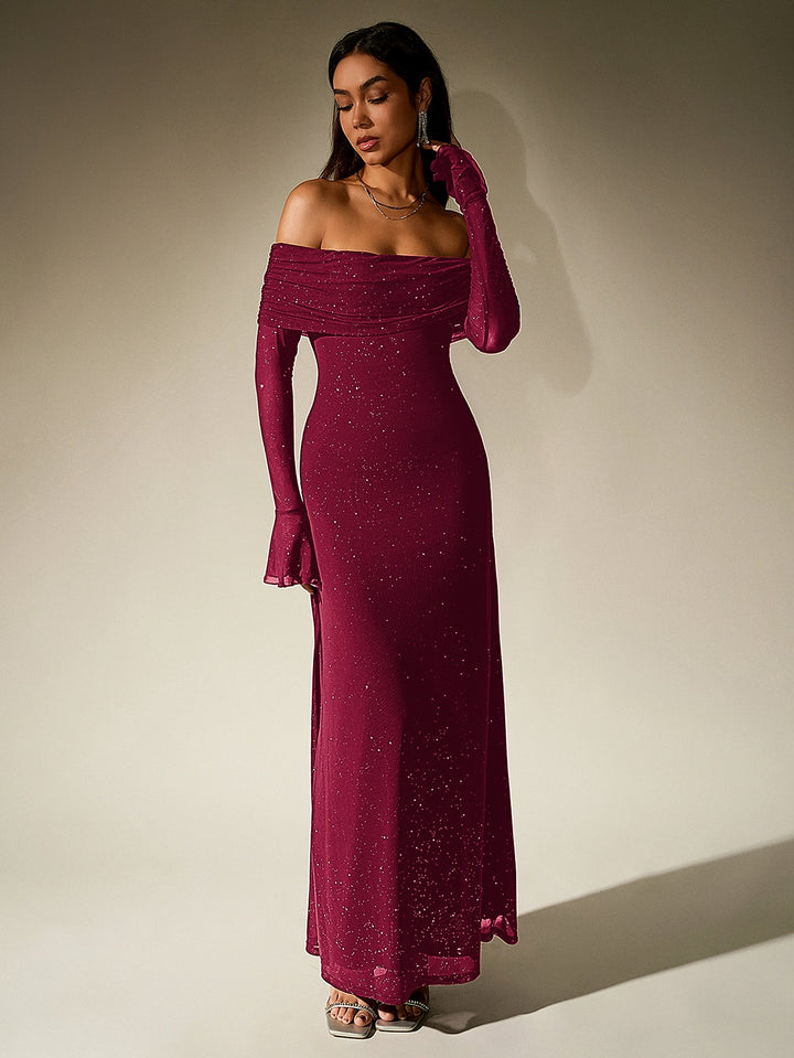 Liora | Off-Shoulder Sequin Flounce Dream Dress