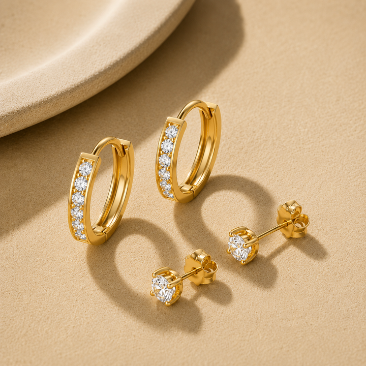 Rivella | Sparkling Hoop and Stud Duo Earrings