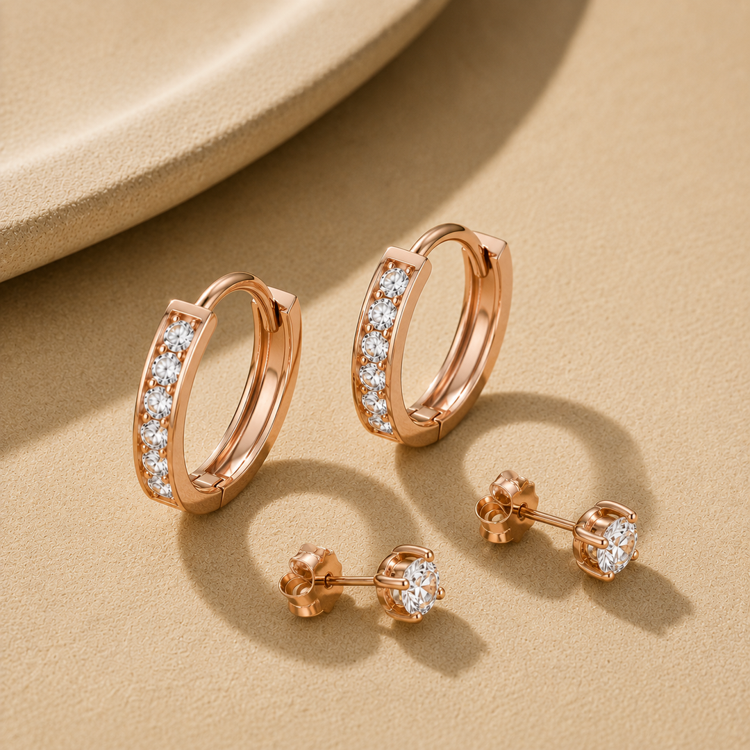 Rivella | Sparkling Hoop and Stud Duo Earrings