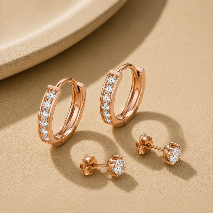 Rivella | Sparkling Hoop and Stud Duo Earrings