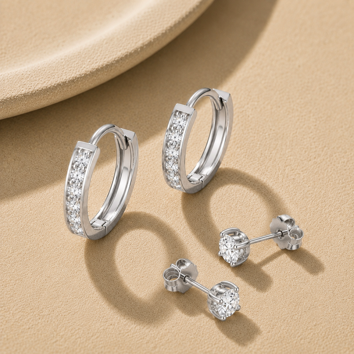Rivella | Sparkling Hoop and Stud Duo Earrings