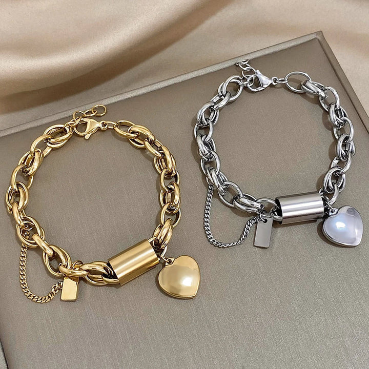 Danica | Gold Heart Charm Chain Bracelet