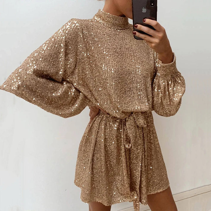 Elina | Sequin High-Neck Dress