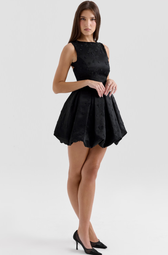 Lottie | Black Balloon Dress