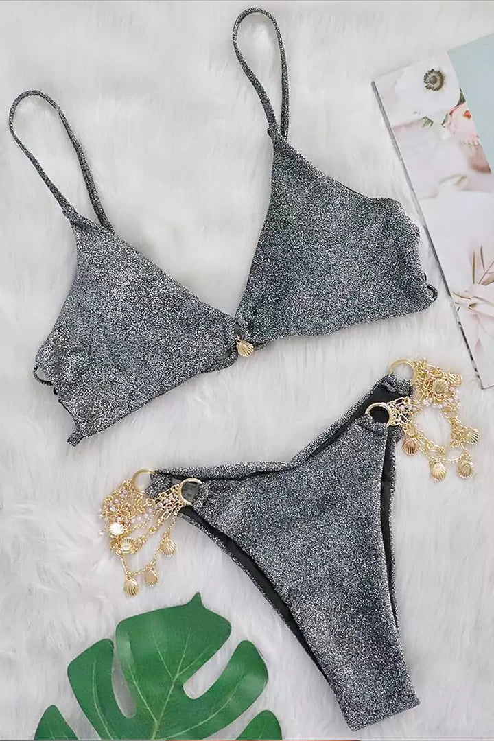 Tinnie Black Metal Chain Bikini
