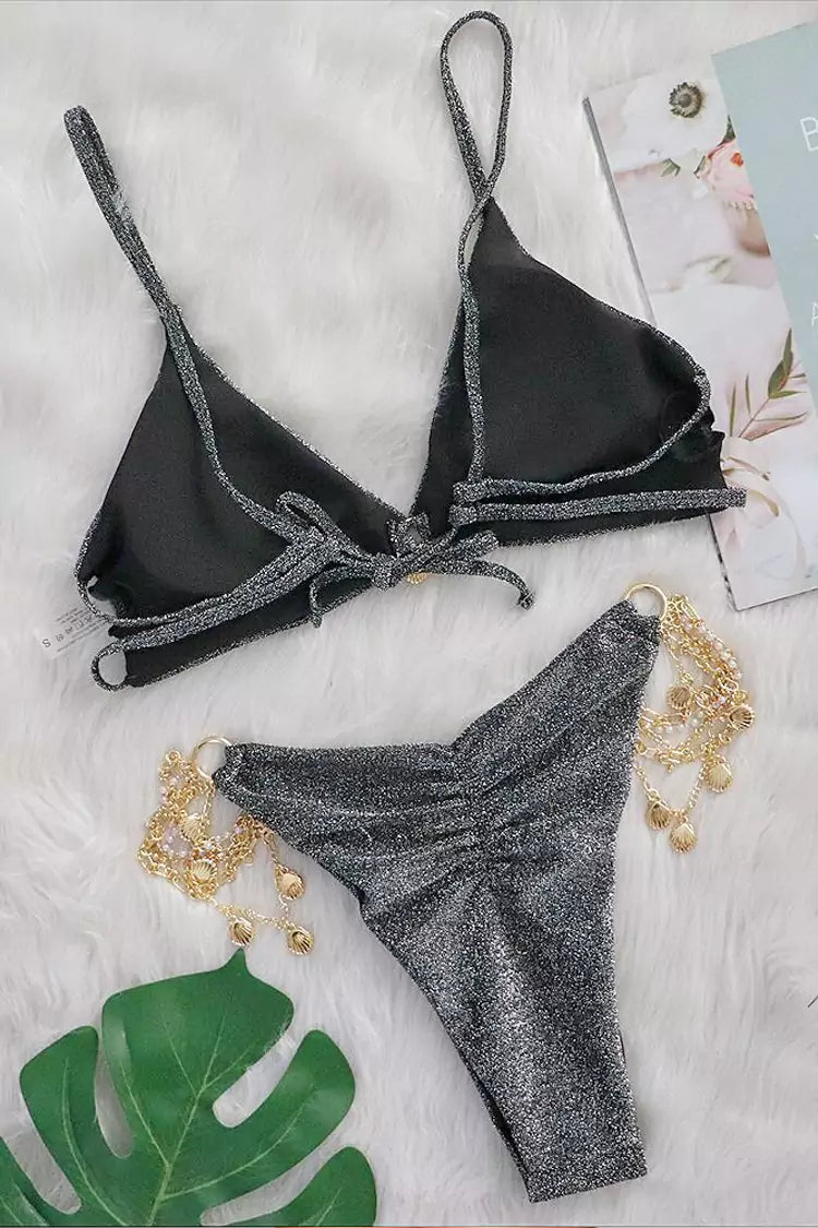 Tinnie Black Metal Chain Bikini