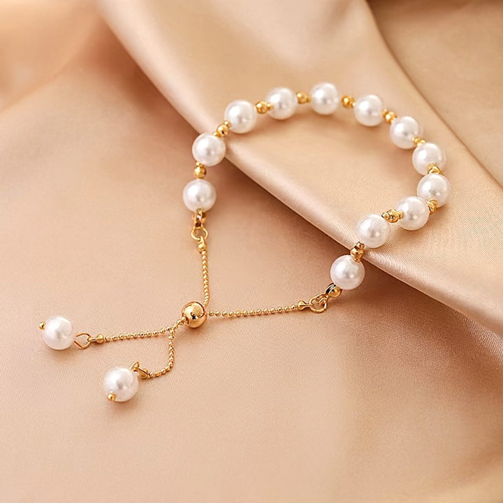 Elysie | Vintage Faux Pearl &amp; Crystal Bead Bracelet