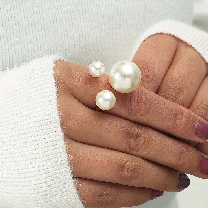 Geneva | French Retro Faux Pearl Cluster Statement Ring