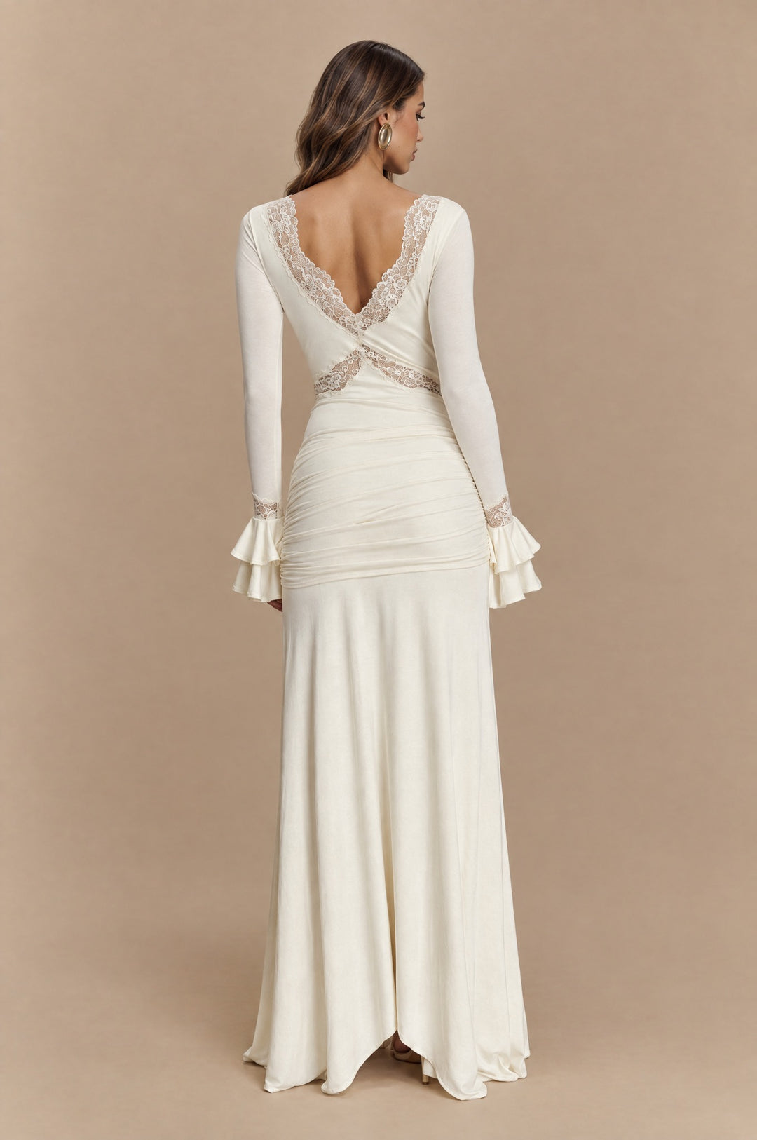 Alexanda | Slinky Lace V-Neck Maxi Dress - Maeve The Label